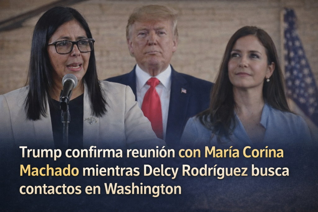 Delcy Rodríguez busca contactos en Washington mientras Trump anuncia encuentro con María Corina Machado